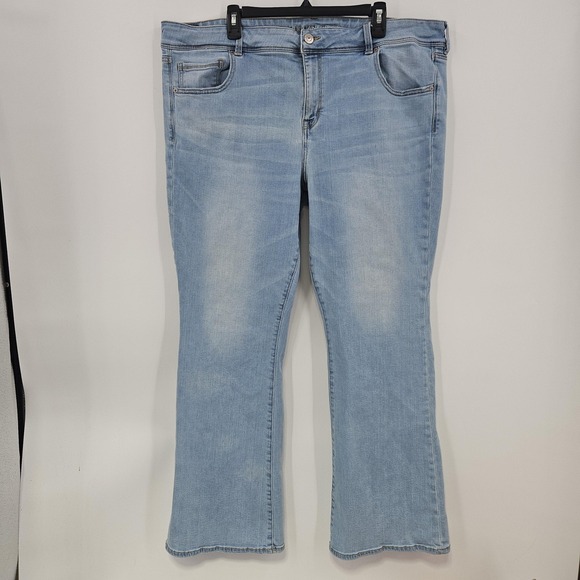 American Eagle Kick Boot Jeans Womens 24 Long Light Wash Bootcut Stretch Denim - Picture 12 of 12